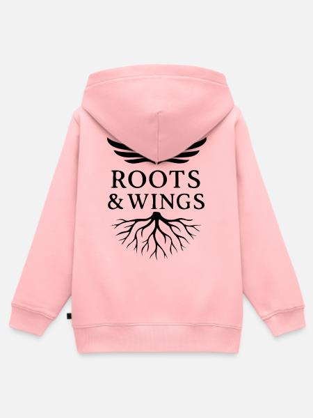 Roots & Wings - Freiheit und Herkunft - Kinder Premium Organic Zip Hoodie - Rosa