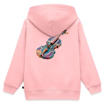 Regenbogen Geigen-Kunst - Kinder Premium Organic Zip Hoodie - Rosa - Hinten - AI Model Kid Female (0cm)