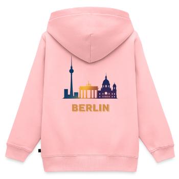Dégradé de la ligne d’horizon de Berlin - Sweat Premium à capuche zippé enfant bio - rose - Dos - AI Model Kid Female (0cm)