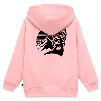 Alpenhirsch - Kinder Premium Organic Zip Hoodie - Rosa - Hinten - AI Model Kid Female (0cm)