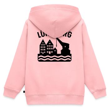 Lüneburg Hafen Kran Salz Stadt Uni  - Kinder Premium Organic Zip Hoodie - Rosa - Hinten - AI Model Kid Female (0cm)