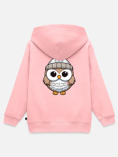 Eule Winter Tier Baby Comic - Kinder Premium Organic Zip Hoodie - Rosa