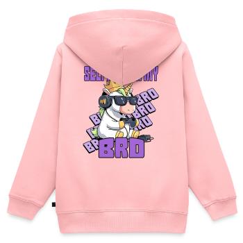 Selfie avec mon frère - Sweat Premium à capuche zippé enfant bio - rose - Dos - AI Model Kid Female (0cm)