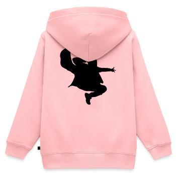 B-Boy Silhouette – Breakdance Jump Kick - Sweat Premium à capuche zippé enfant bio - rose - Dos - AI Model Kid Female (0cm)