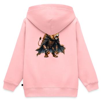 Löwenkrieger mit Rüstung und Umhang - Kinder Premium Organic Zip Hoodie - Rosa - Hinten - AI Model Kid Female (0cm)