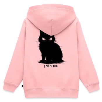 Black geek cat fierce silhouette - Kids Premium Organic Zip-up Hoodie - rose - Back - AI Model Kid Female (0cm)