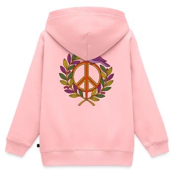 Lebendiger Friedensvogel Blumenkranz - Kinder Premium Organic Zip Hoodie - Rosa - Hinten - AI Model Kid Female (0cm)