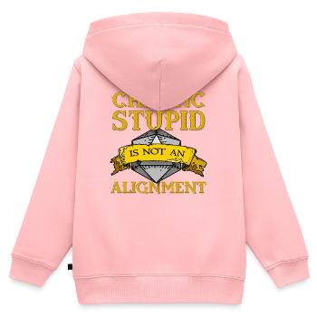 Alignement chaotique et stupide - Sweat Premium à capuche zippé enfant bio - rose - Dos - AI Model Kid Female (0cm)
