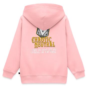 Chaotisch Neutral D20 - Kinder Premium Organic Zip Hoodie - Rosa - Hinten - AI Model Kid Female (0cm)