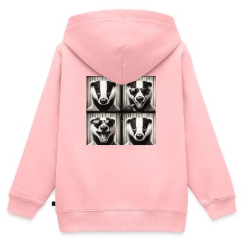 Badger Sunglasses Collage - Kids Premium Organic Zip-up Hoodie - rose - Back - AI Model Kid Female (0cm)