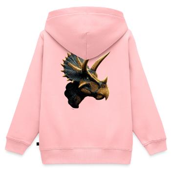 Triceratops Dinosaurier Dinos Triceratops Dino - Kinder Premium Organic Zip Hoodie - Rosa - Hinten - AI Model Kid Female (0cm)