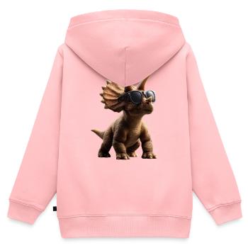 Triceratops Dinosaurier Dinos Triceratops Dino - Kinder Premium Organic Zip Hoodie - Rosa - Hinten - AI Model Kid Female (0cm)