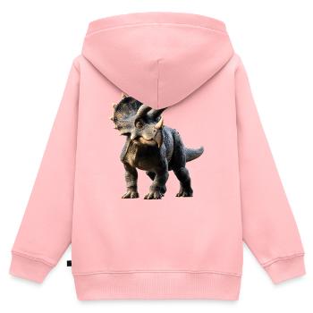 Triceratops Dinosaurier Dinos Triceratops Dino - Kinder Premium Organic Zip Hoodie - Rosa - Hinten - AI Model Kid Female (0cm)