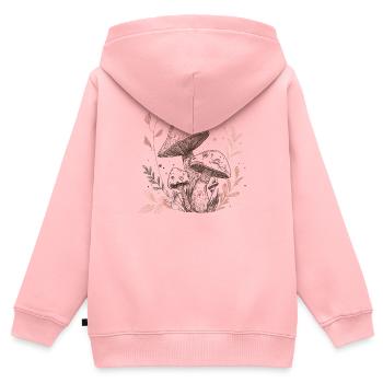 champignon, ramasseur de champignons, cueillette - Sweat Premium à capuche zippé enfant bio - rose - Dos - AI Model Kid Female (0cm)