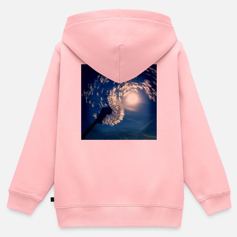 Souffler dans le vent - Sweat Premium à capuche zippé enfant bio - rose