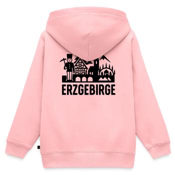 Silhouette typique des Monts Métallifères - Sweat Premium à capuche zippé enfant bio - rose - Dos - AI Model Kid Female (0cm)