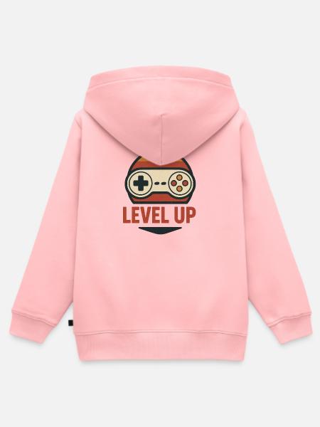Level Up Retro Controller Grafik - Kinder Premium Organic Zip Hoodie - Rosa