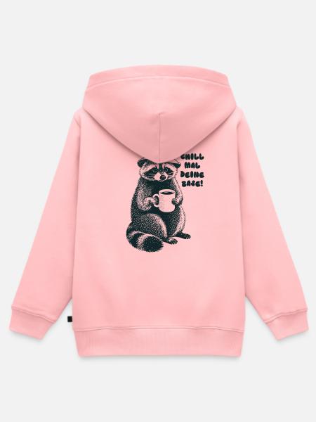 Chill mal deine Base - Waschbär - Kinder Premium Organic Zip Hoodie - Rosa