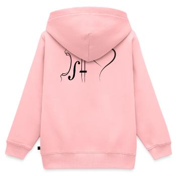 Minimalistische Herzlinie und Violine Sketch - Kinder Premium Organic Zip Hoodie - Rosa - Hinten - AI Model Kid Female (0cm)