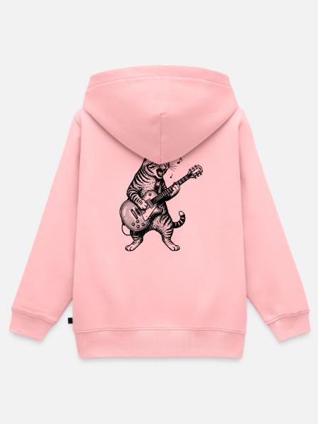 Singende Katze Gitarrenkunst - Kinder Premium Organic Zip Hoodie - Rosa