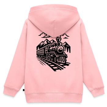 Lokomotive  - Kinder Premium Organic Zip Hoodie - Rosa - Hinten - AI Model Kid Female (0cm)