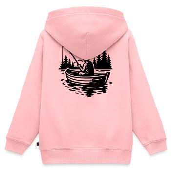 Angeln - Kinder Premium Organic Zip Hoodie - Rosa - Hinten - AI Model Kid Female (0cm)