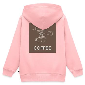 Kaffeemaschine Linienkunst Kaffee - Kinder Premium Organic Zip Hoodie - Rosa - Hinten - AI Model Kid Female (0cm)