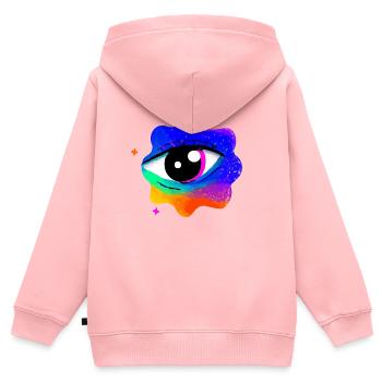 Lebhafter Regenbogen-Augennebel - Kinder Premium Organic Zip Hoodie - Rosa - Hinten - AI Model Kid Female (0cm)