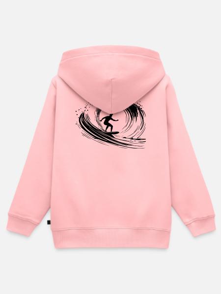 Surfen Kunst Surfer Illustration - Kinder Premium Organic Zip Hoodie - Rosa