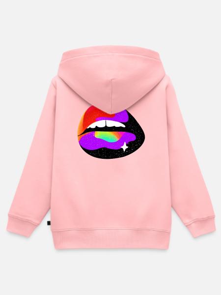 Kosmische Regenbogenlippen - Kinder Premium Organic Zip Hoodie - Rosa