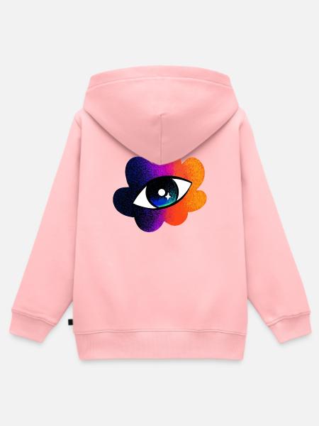 Auge in der Regenbogenwolke - Kinder Premium Organic Zip Hoodie - Rosa