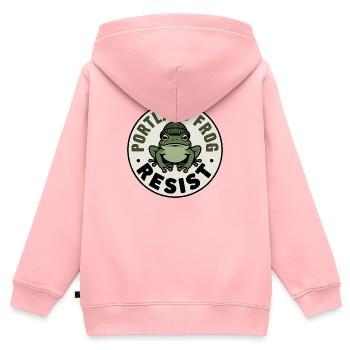 Portland Widerstand Frosch - USA Protest T-Shirt - Kinder Premium Organic Zip Hoodie - Rosa - Hinten - AI Model Kid Female (0cm)