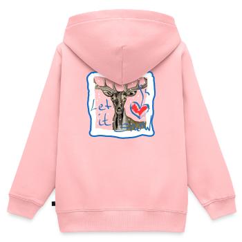 Hirschmotiv let it snow  - Kinder Premium Organic Zip Hoodie - Rosa - Hinten - AI Model Kid Female (0cm)