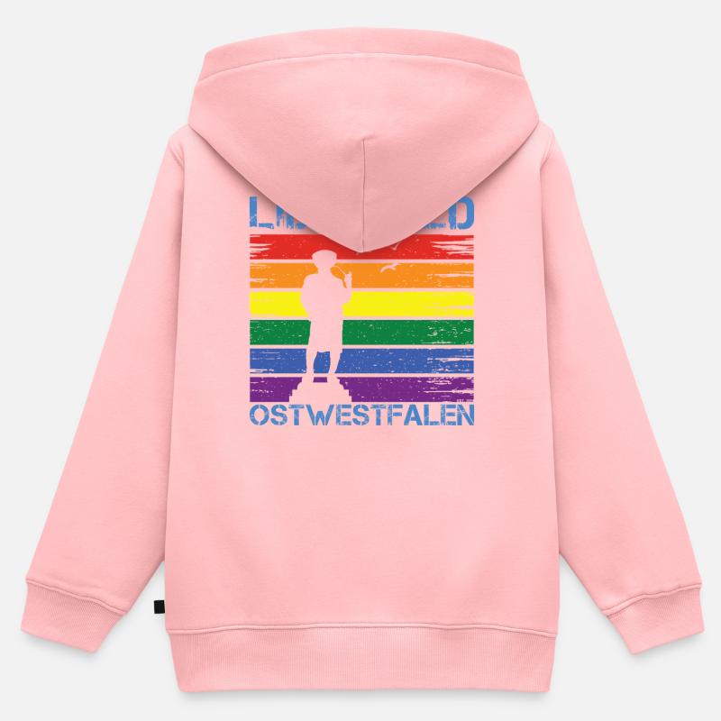 Liebefeld ❤ Leineweber PRIDE - Sweat Premium à capuche zippé enfant bio - rose