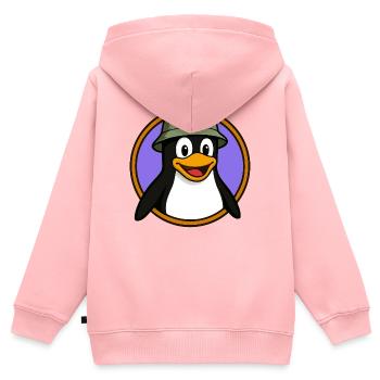 Tux Linux + GNU Hut - Kinder Premium Organic Zip Hoodie - Rosa - Hinten - AI Model Kid Female (0cm)