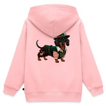 Dackel Bayrische Tracht - Kinder Premium Organic Zip Hoodie - Rosa - Hinten - AI Model Kid Female (0cm)