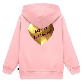 Né pour être rayonnant - Sweat Premium à capuche zippé enfant bio - rose - Dos - AI Model Kid Female (0cm)