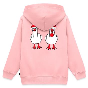 2 Möwen Mittelfinger Beleidigung Weihnachten Team - Kinder Premium Organic Zip Hoodie - Rosa - Hinten - AI Model Kid Female (0cm)