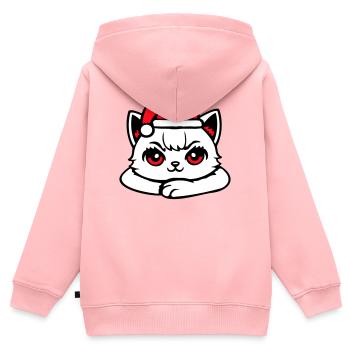 Katze Selbstbewusst Weihnachtsmütze Süß Kätzchen - Kinder Premium Organic Zip Hoodie - Rosa - Hinten - AI Model Kid Female (0cm)