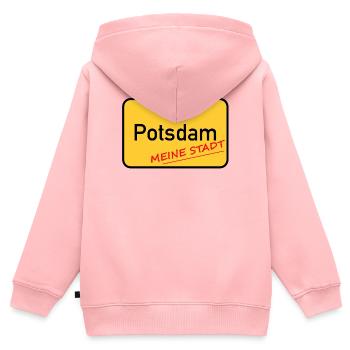 POTSDAM - MA VILLE - Sweat Premium à capuche zippé enfant bio - rose - Dos - AI Model Kid Female (0cm)