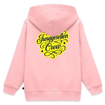 Junggesellen Crew - Kinder Premium Organic Zip Hoodie - Rosa - Hinten - AI Model Kid Female (0cm)