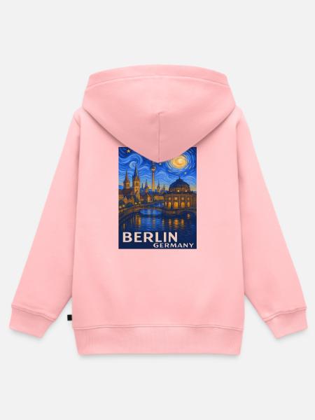 Berlin Nachthimmel Stadtmotiv - Kinder Premium Organic Zip Hoodie - Rosa