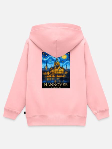 Hannover Nachtstern Skyline - Kinder Premium Organic Zip Hoodie - Rosa