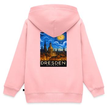 Dresden Nachtlicht Skyline - Kinder Premium Organic Zip Hoodie - Rosa - Hinten - AI Model Kid Female (0cm)