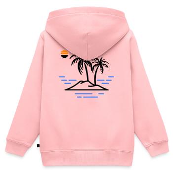 Palmen Insel - Kinder Premium Organic Zip Hoodie - Rosa - Hinten - AI Model Kid Female (0cm)