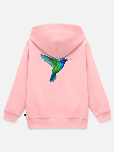 Regenbogen-Kolibri-Flug - Kinder Premium Organic Zip Hoodie - Rosa