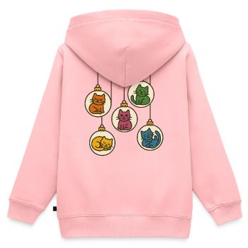 Défilé de boules de cinq chats - Sweat Premium à capuche zippé enfant bio - rose - Dos - AI Model Kid Female (0cm)