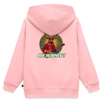 Deer Rocker Gitarre SEI GLÜCKLICH - Kinder Premium Organic Zip Hoodie - Rosa - Hinten - AI Model Kid Female (0cm)
