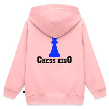 Schach König - Kinder Premium Organic Zip Hoodie - Rosa - Hinten - AI Model Kid Female (0cm)