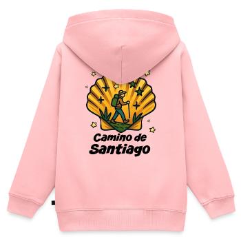 Wanderer Jakobsweg - Kinder Premium Organic Zip Hoodie - Rosa - Hinten - AI Model Kid Female (0cm)